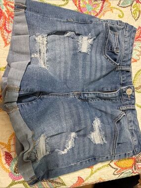 SO Distressed Light Blue Denim Jean Shorts